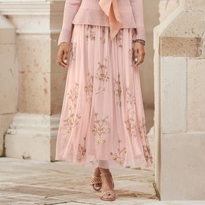 NWT Sundance Catalog Pink “Garbo Beaded Mesh Dance Skirt”